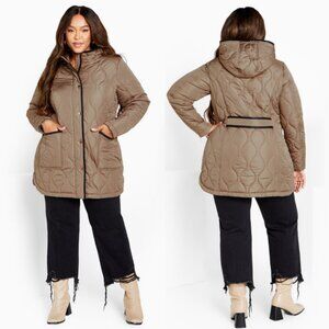 NWT City Chic EVANS 18/20 Plus Size Quilted Contrast Trim Coat